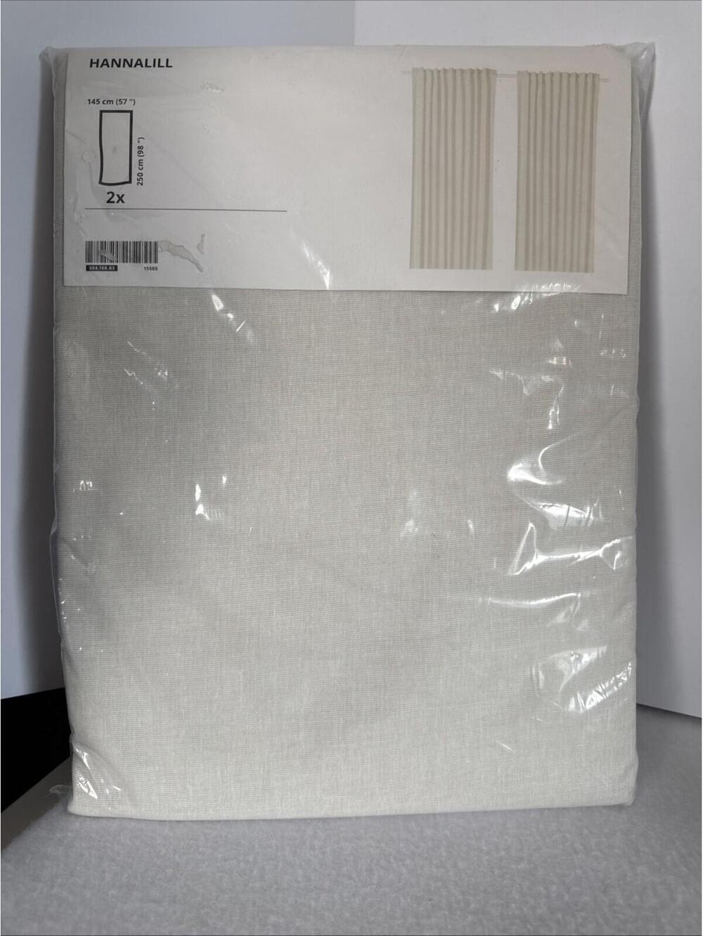 IKEA HANNALILL LIGHT PANEL CURTAINS 100% COTTON 1 PAIR BEIGE 57" x 98"